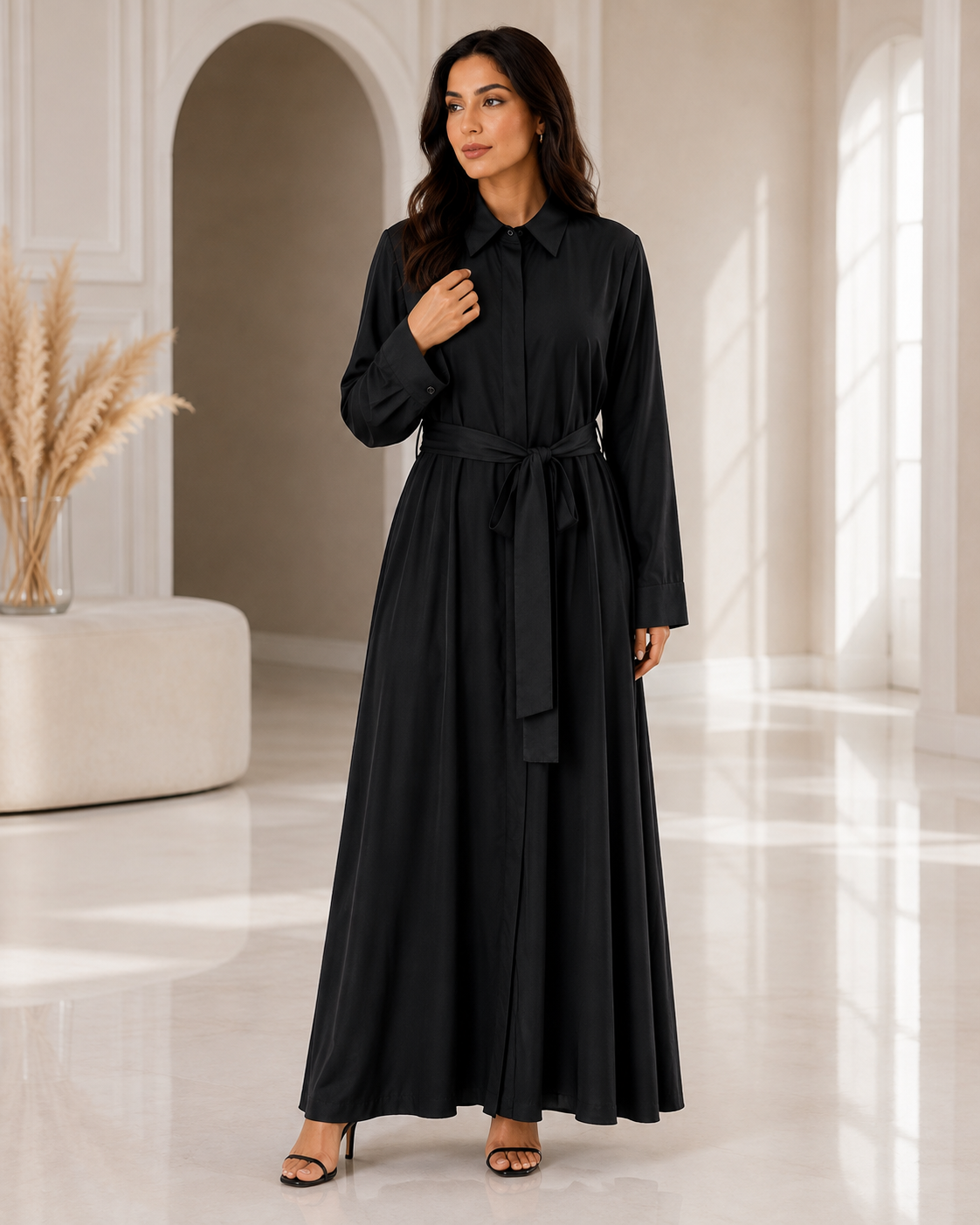 Noir Belted Abaya