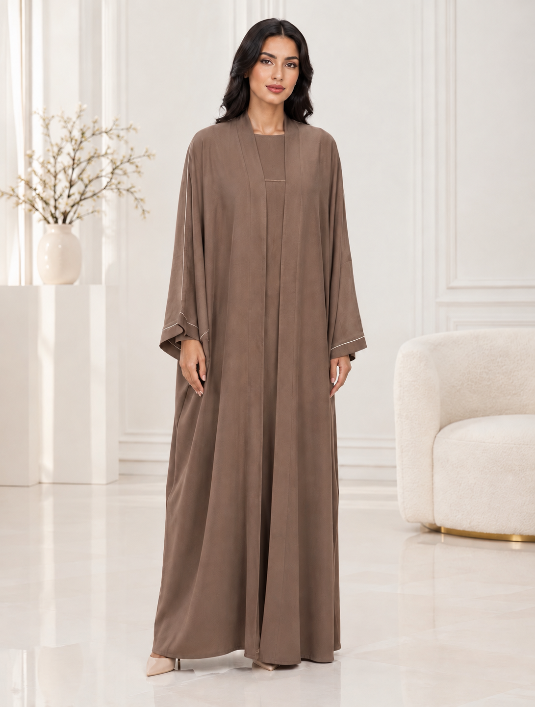 Mocha Piped Elegance