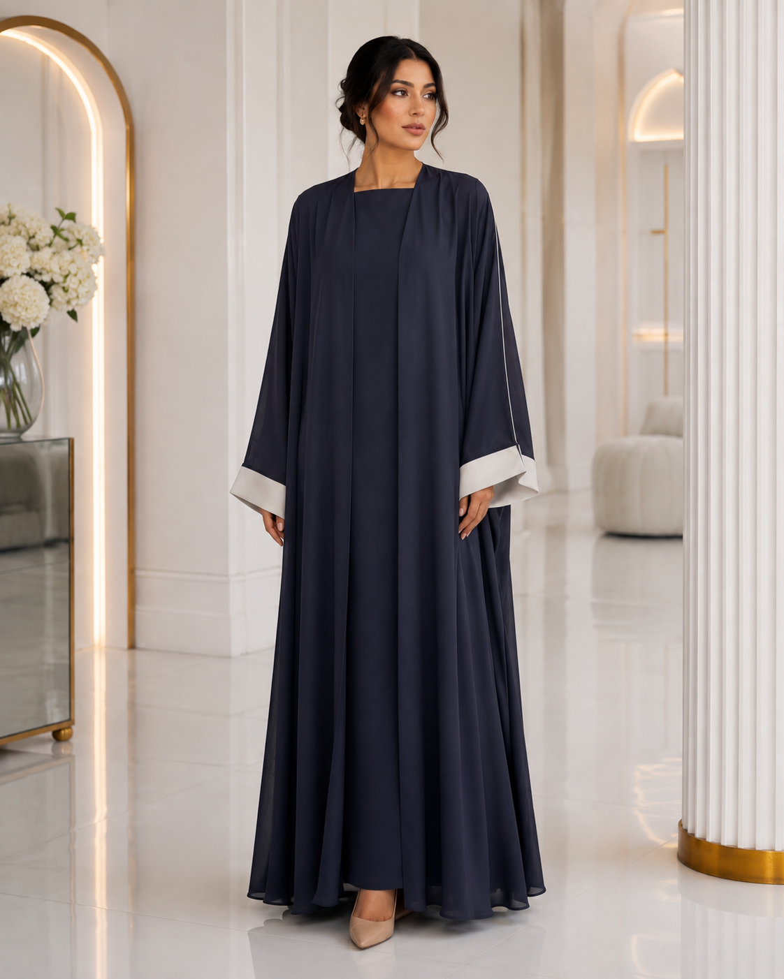Midnight Ivory Abaya